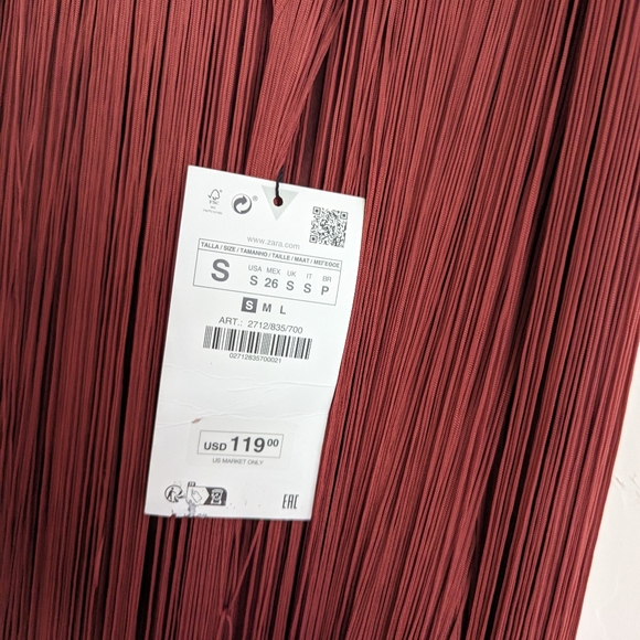 NWT - Zara Burgundy Fringe Mini Dress - Picture 6 of 10
